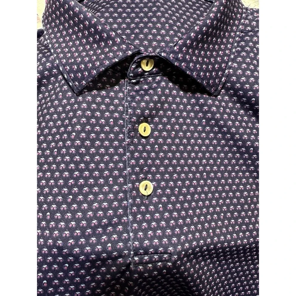 Peter Millar Summer Comfort Men’s XL Navy Geometric Polo SS Golf